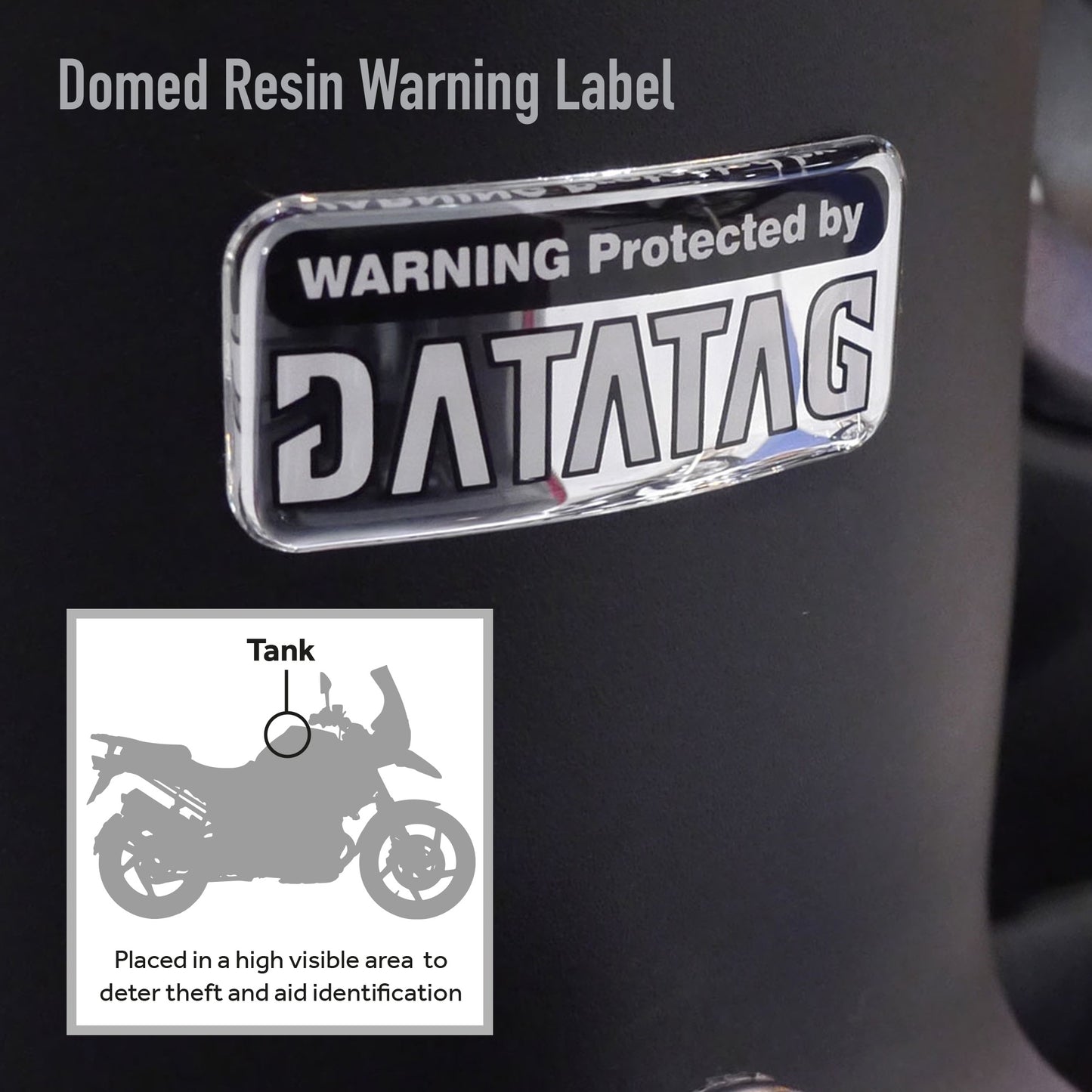 Motorcycle Domed Resin Warning Label